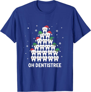 Dentist Tree Funny Dental Christmas Teeth Cute Xmas Dentist T-Shirt - T-Shirt | Royal