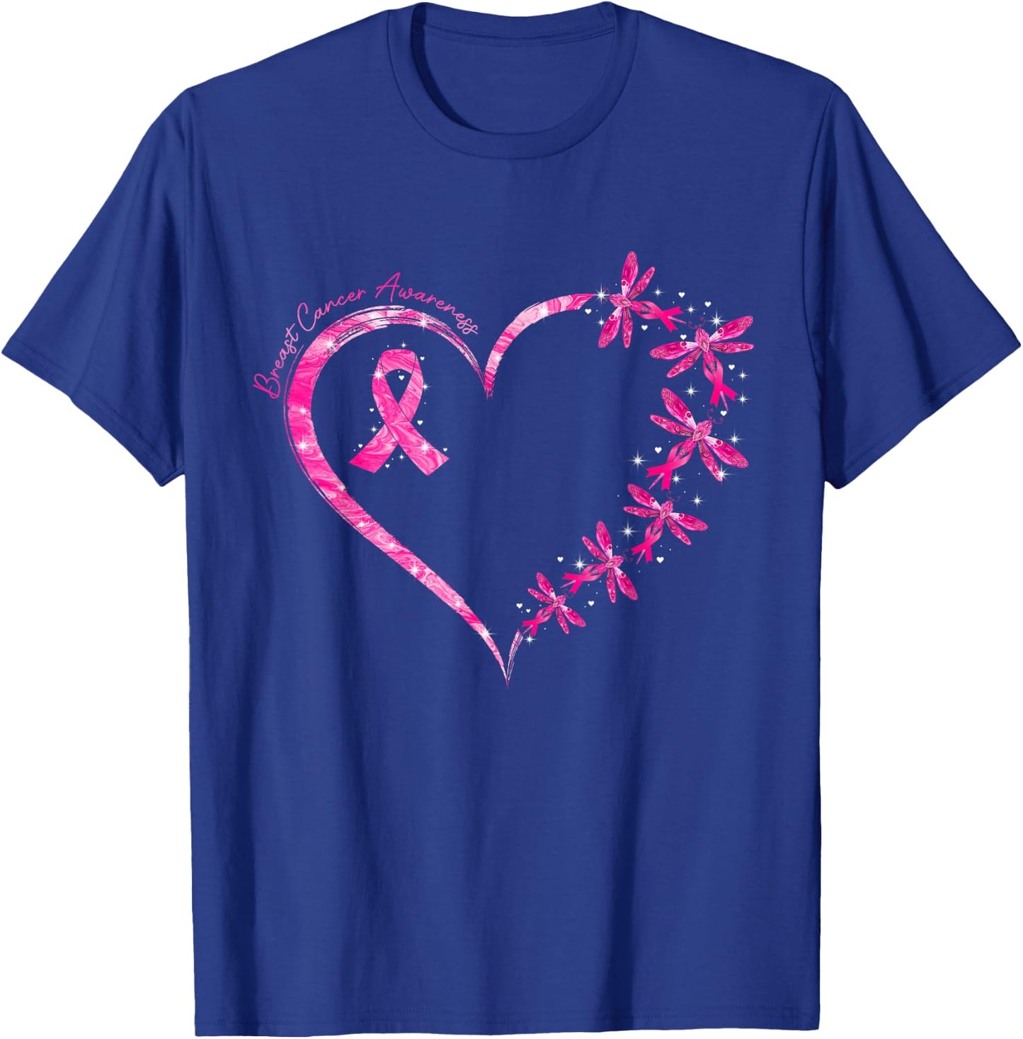 In October We Wear Pink Breast Cancer Awareness Dragonfly T-Shirt - T-Shirt | Royal