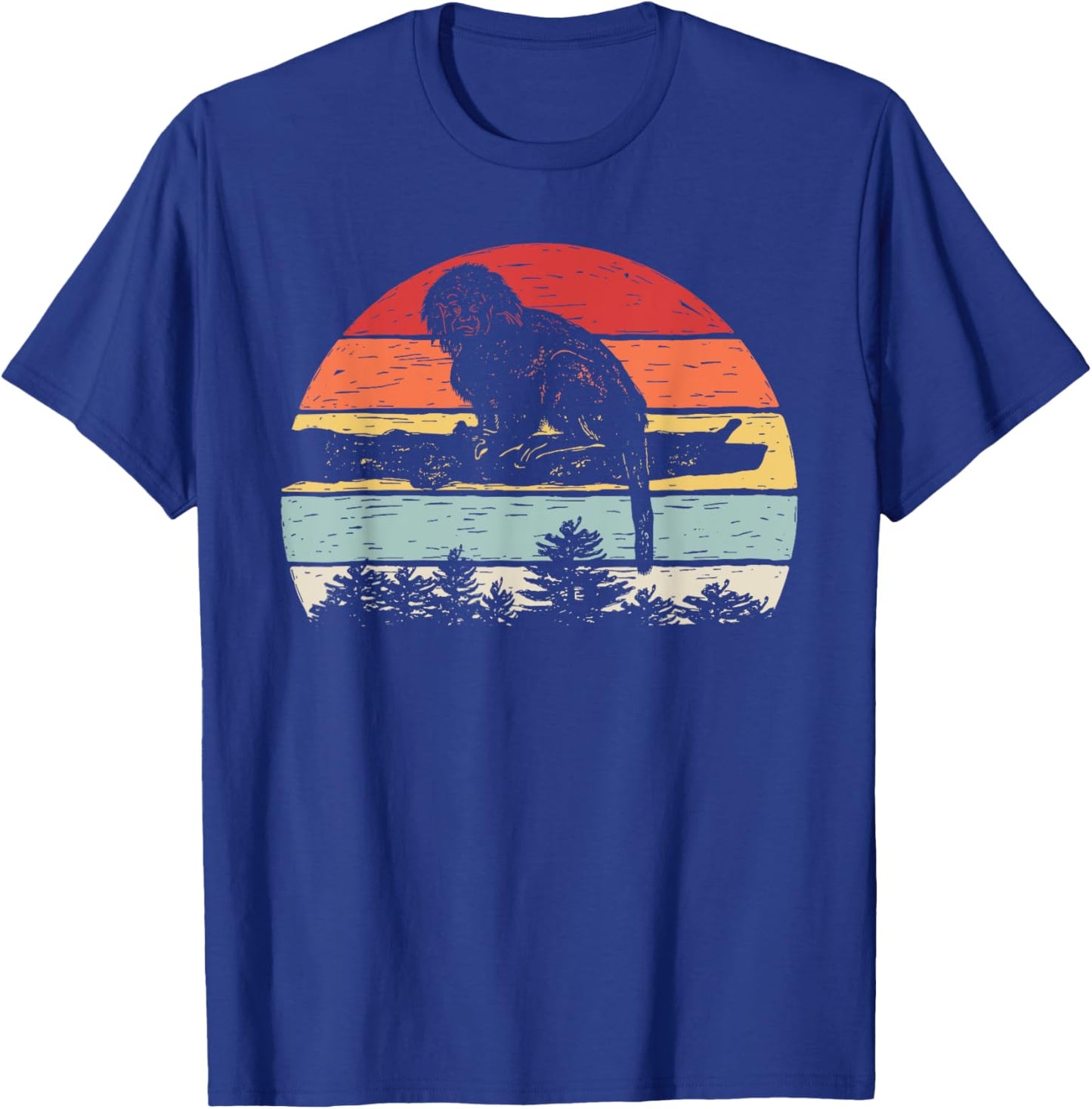 Vintage Retro Cotton Top Tamarin Monkey T-Shirt - T-Shirt | Royal