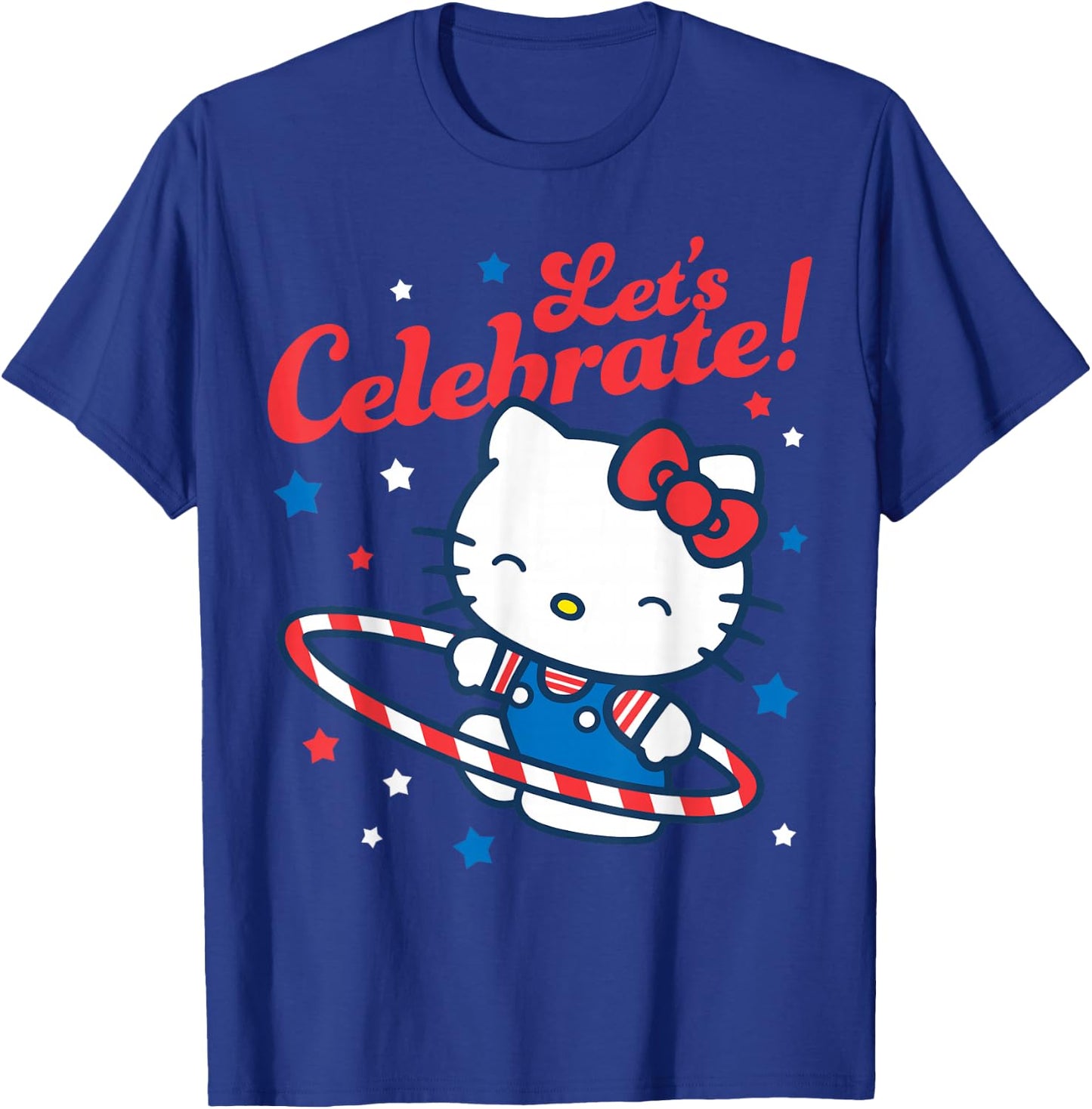 Hello Kitty 4th of July Let's Celebrate! Hula Hoop & Stars T-Shirt - T-Shirt | Royal