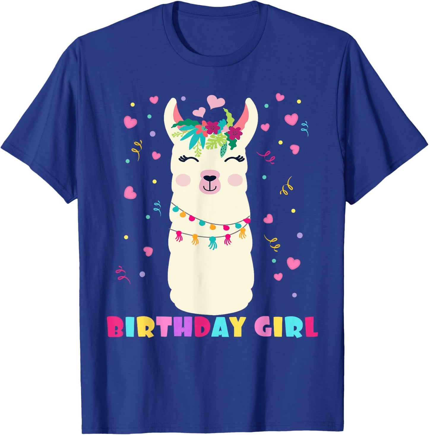 Birthday Girl Cute Llama Alpaca Kids Llamazing T-Shirt - T-Shirt | Royal