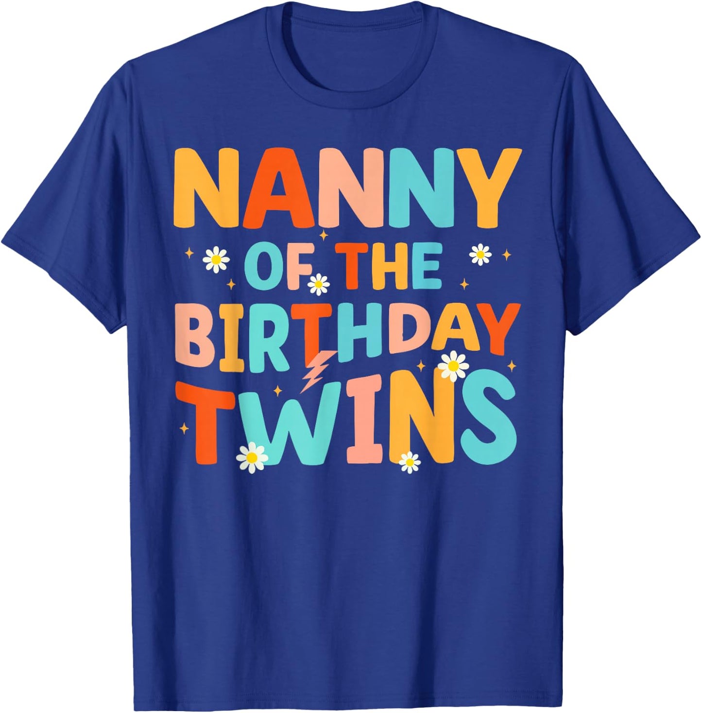 Nanny Of The Birthday Twins Kids Party Retro Bday T-Shirt - T-Shirt | Royal