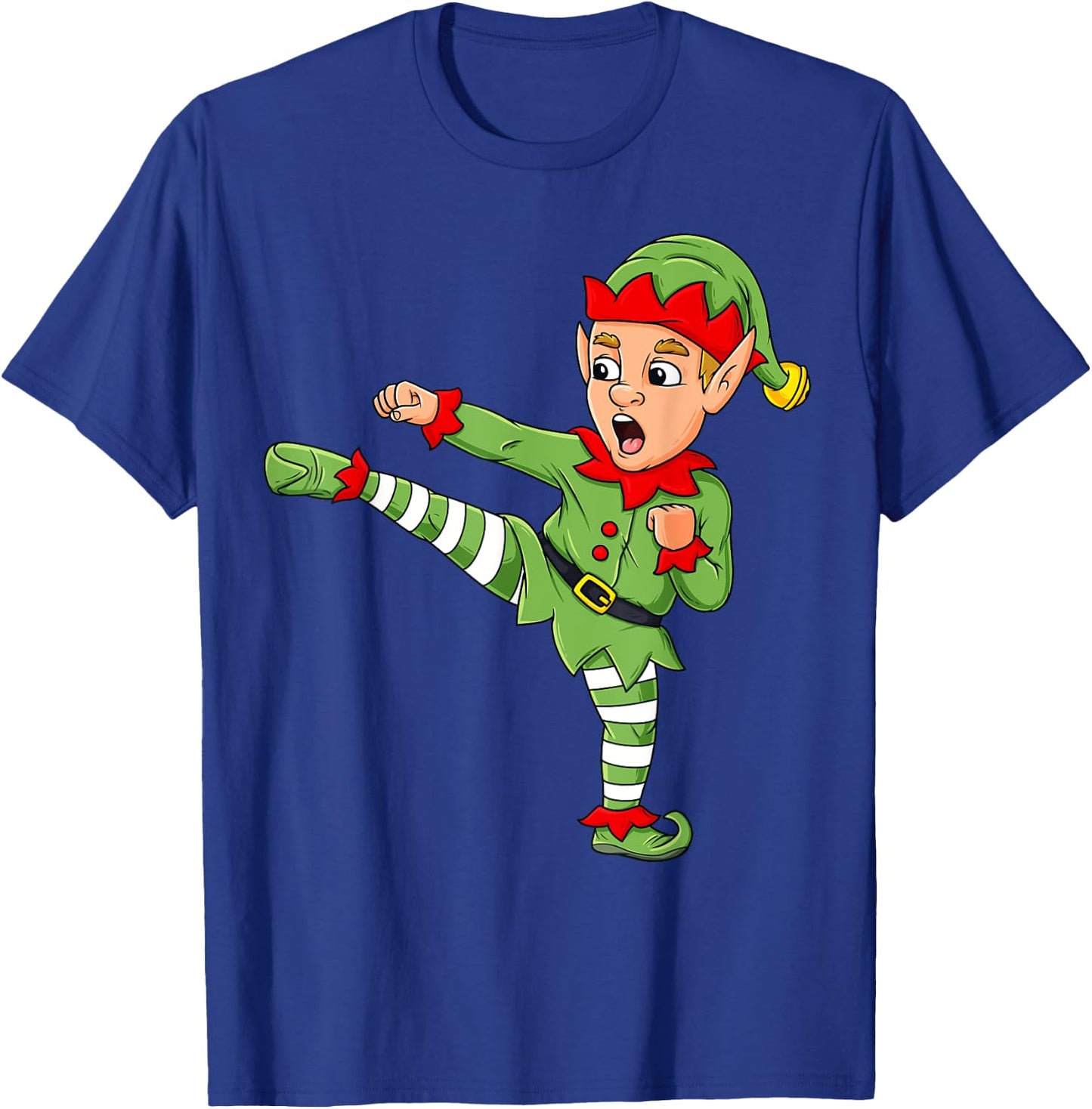 Christmas Elf Karate Funny Boys Girl Kids Family Pajama Xmas T-Shirt - T-Shirt | Royal