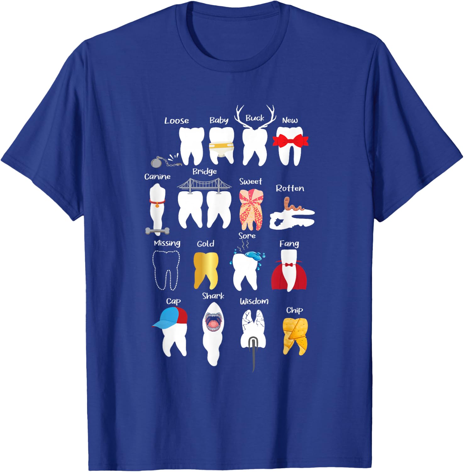 Tooth Designs - Dentist Dentistry Dental Practitioner DDS T-Shirt - T-Shirt | Royal