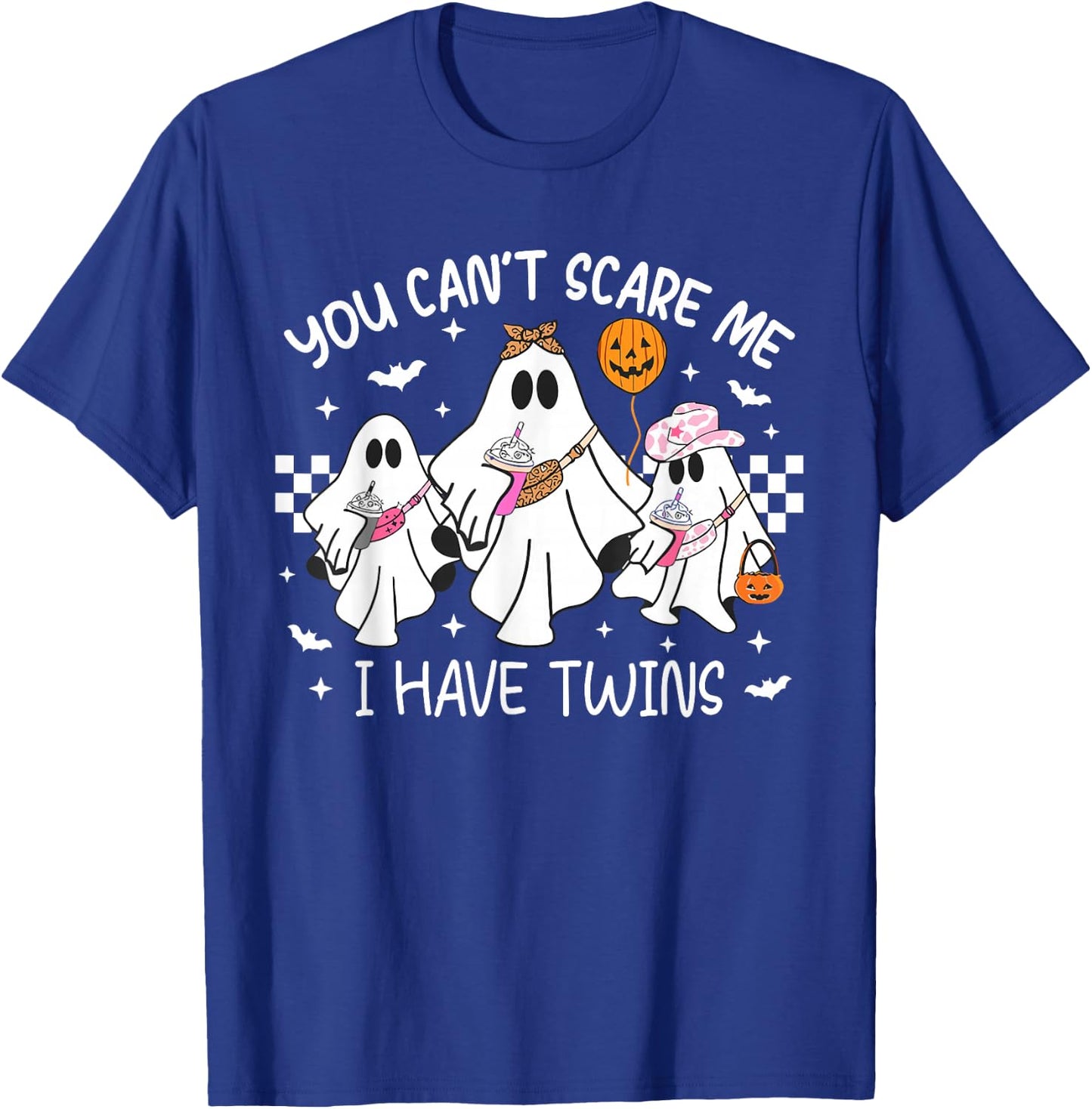 You Can't Scare Me I Have Twins Funny Halloween Ghost T-Shirt - T-Shirt | Royal