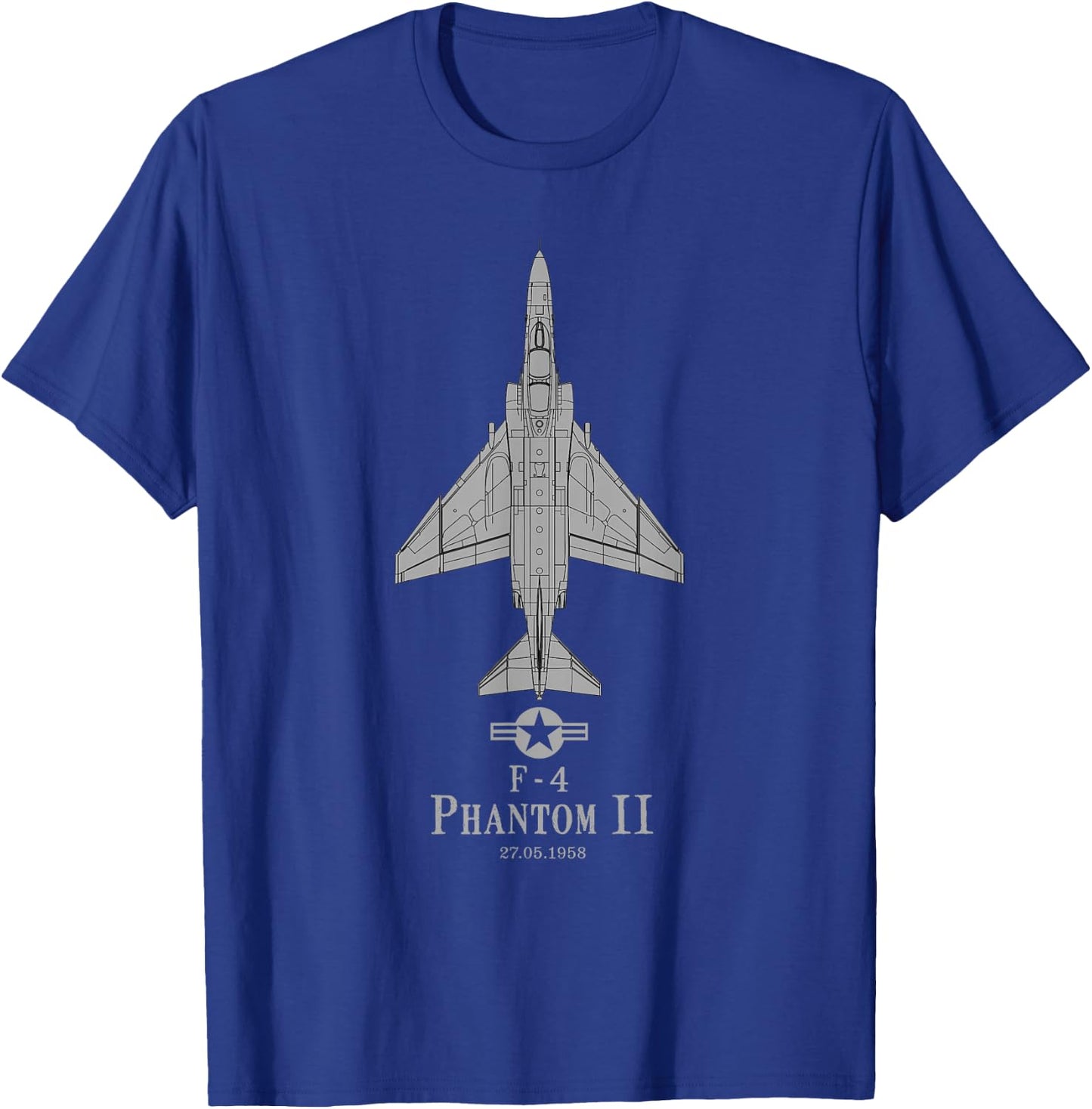 F-4 Phantom II Tech Drawing Cold War Airplane T-Shirt - T-Shirt | Royal