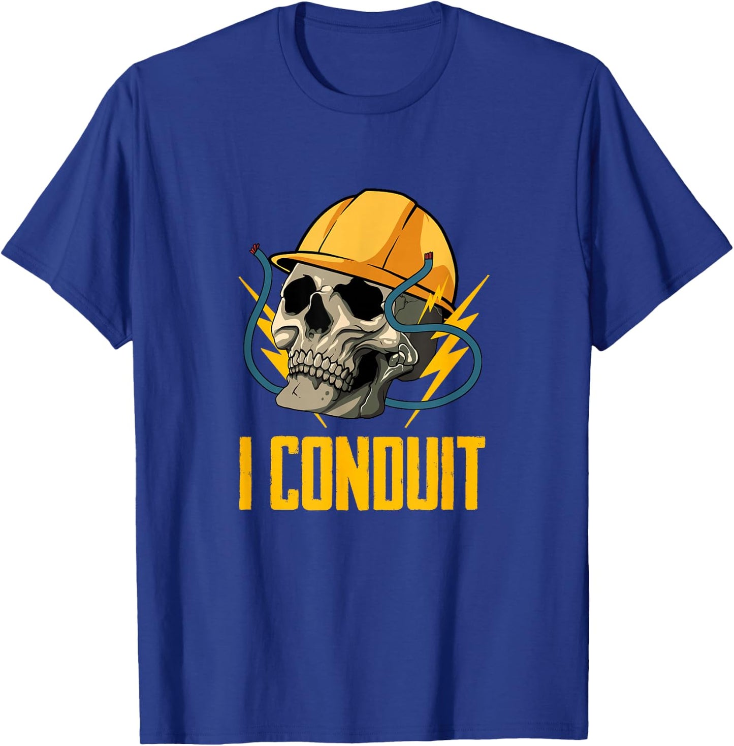 Electrician Electricity Electrical Engineer Skull I Conduit T-Shirt - T-Shirt | Royal