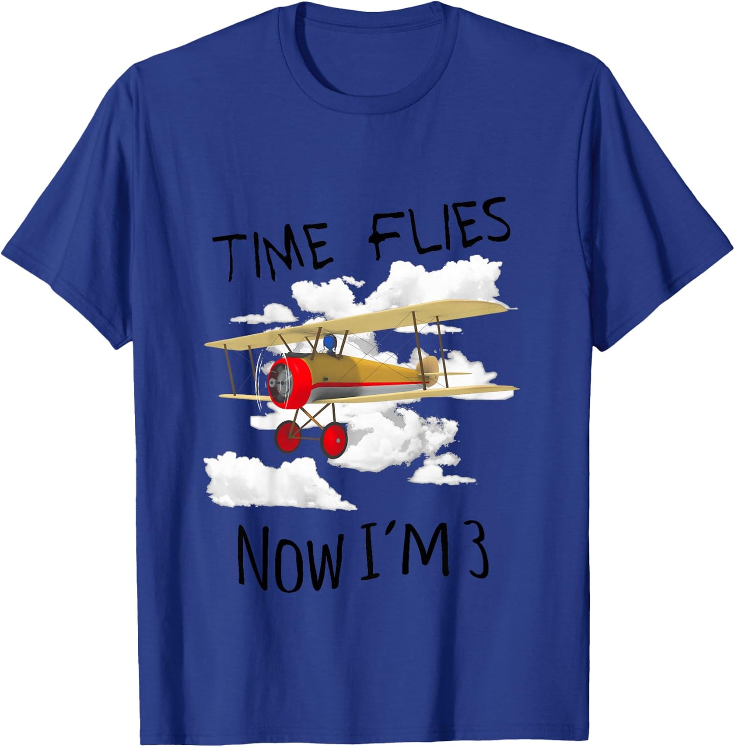 Time Flies Now I'm 3 Airplane T-Shirt - T-Shirt | Royal