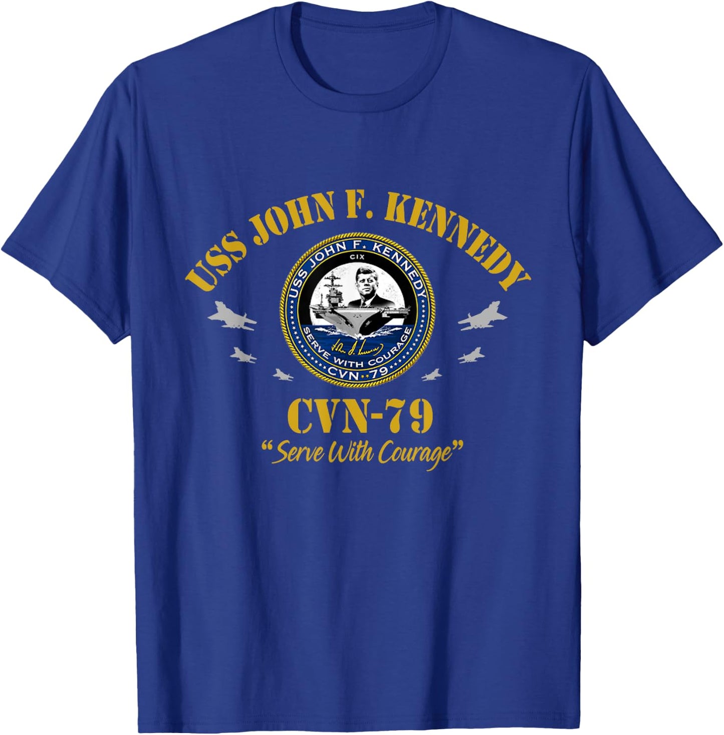 USS John F. Kennedy CVN-79 Aircraft Carrier Veteran Vintage T-Shirt - T-Shirt | Royal