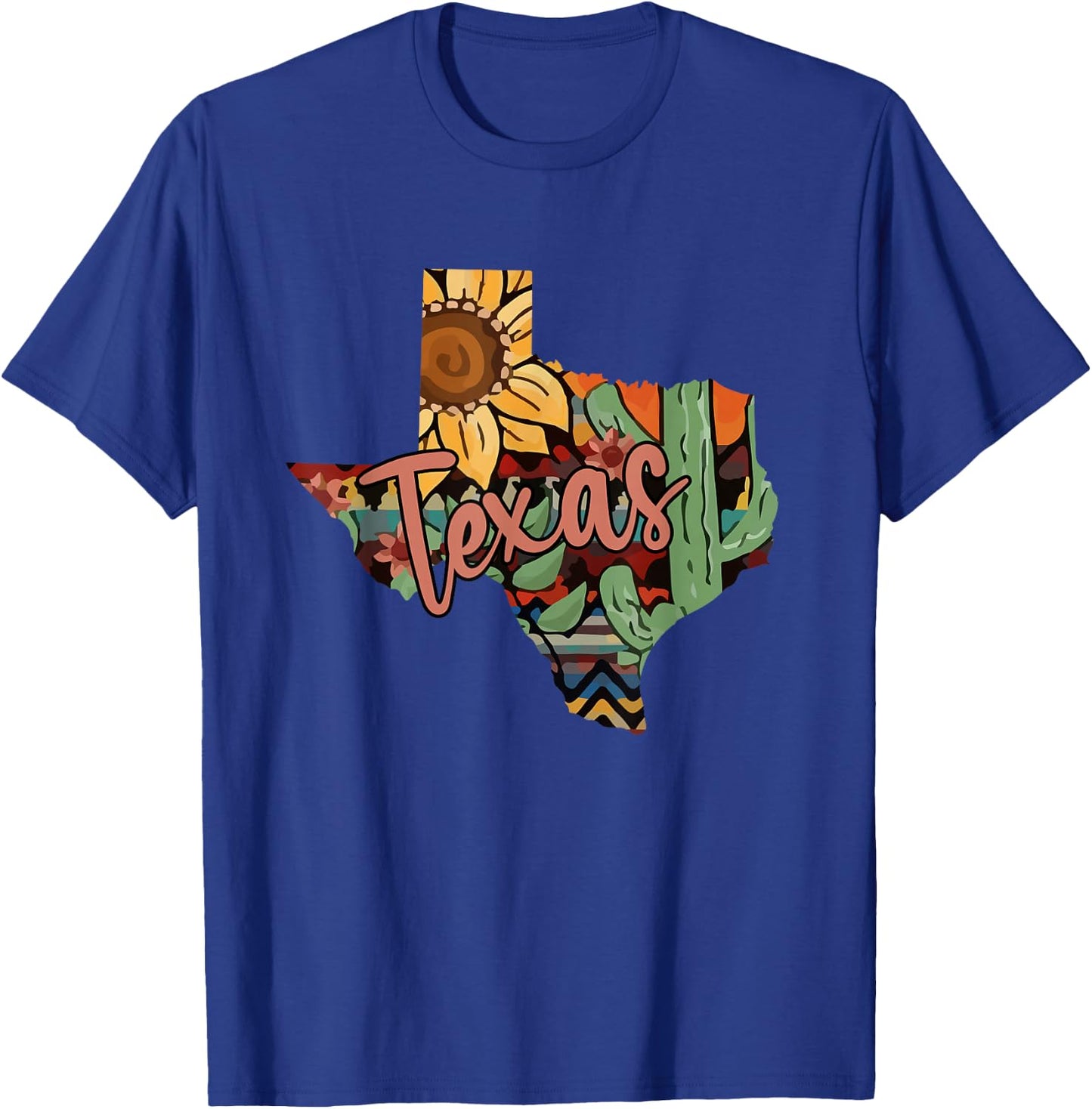 Cute Love Texas State Cactus Sunflower T-Shirt - T-Shirt | Royal