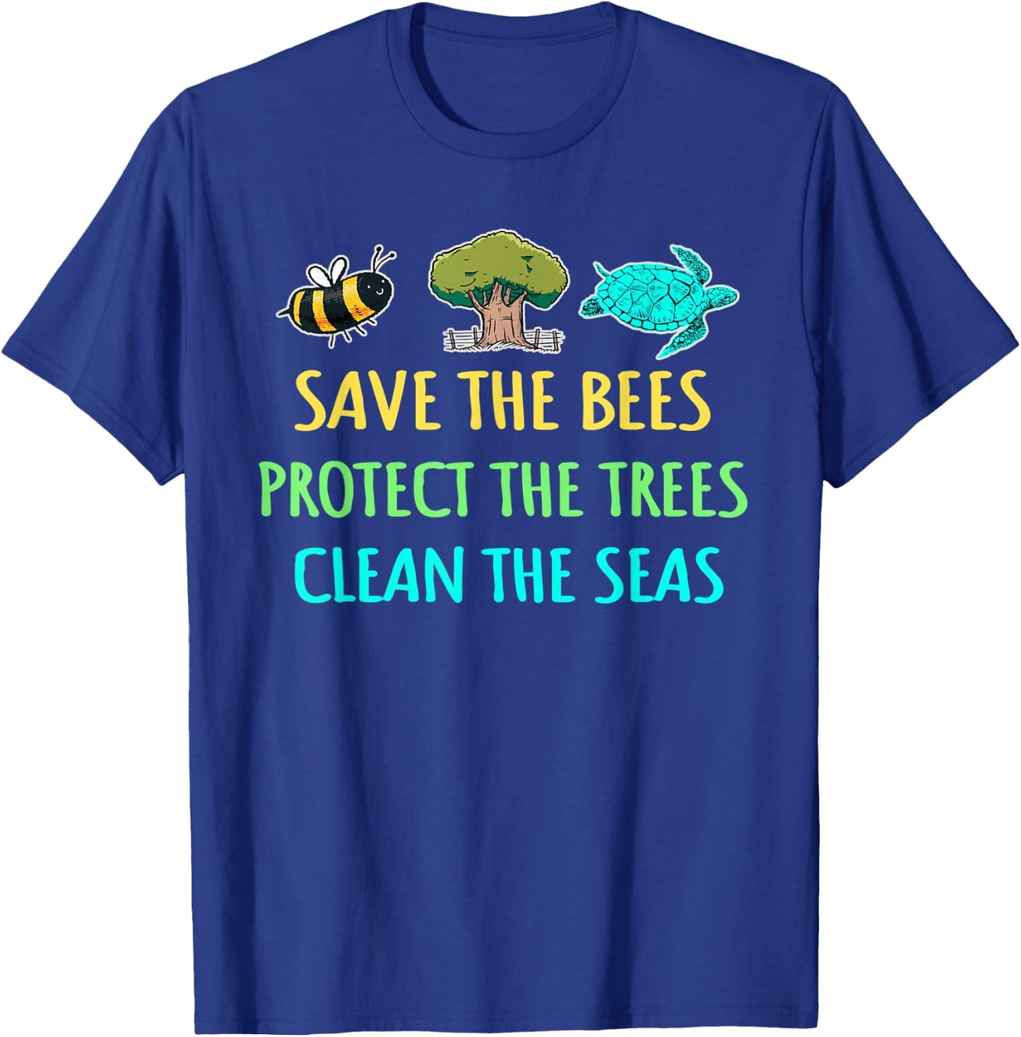 Recycling Environmentalist Bees Trees Earth Day Nature Lover T-Shirt - T-Shirt | Royal