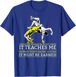 It Must Be Earned Wrestling Short Sleeve T-Shirt - T-Shirt | Royal
