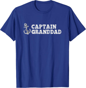 Captain Granddad Sailing Boating Vintage Boat Anchor Grandpa T-Shirt - T-Shirt | Royal