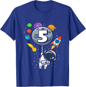 5th Birthday Astronaut 5 Year Old Birthday Boy T-Shirt - T-Shirt | Royal