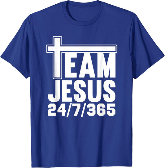Team Jesus 24/7/365 Men Women Matching Family Christian T-Shirt - T-Shirt | Royal
