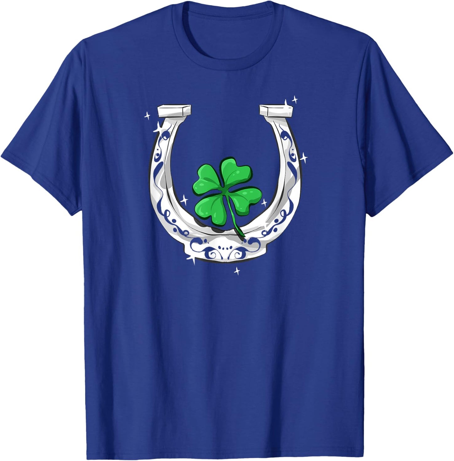 Horseshoe Lucky Four Leaf Clover Horse T-Shirt - T-Shirt | Royal