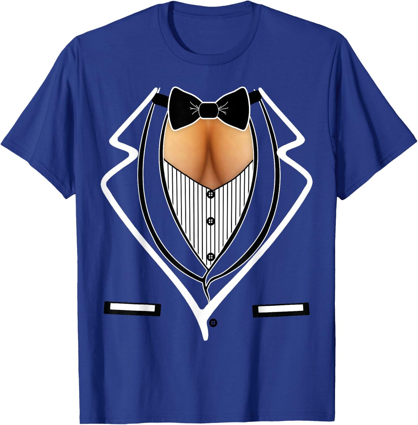 Ladies Cleavage Tuxedo Halloween Costume Party Mardi Gras T-Shirt - T-Shirt | Royal