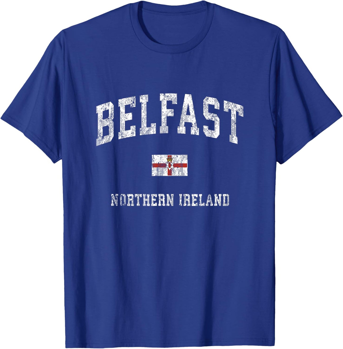 Belfast Northern Ireland Vintage Athletic Sports Design T-Shirt - T-Shirt | Royal