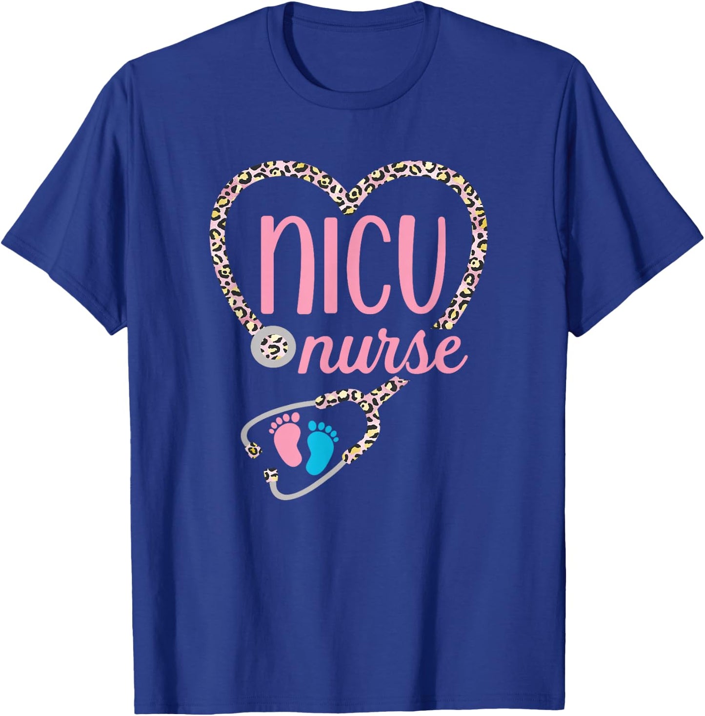 NICU Nurse Nursing Neonatal Leopard Pattern Design T-Shirt - T-Shirt | Royal