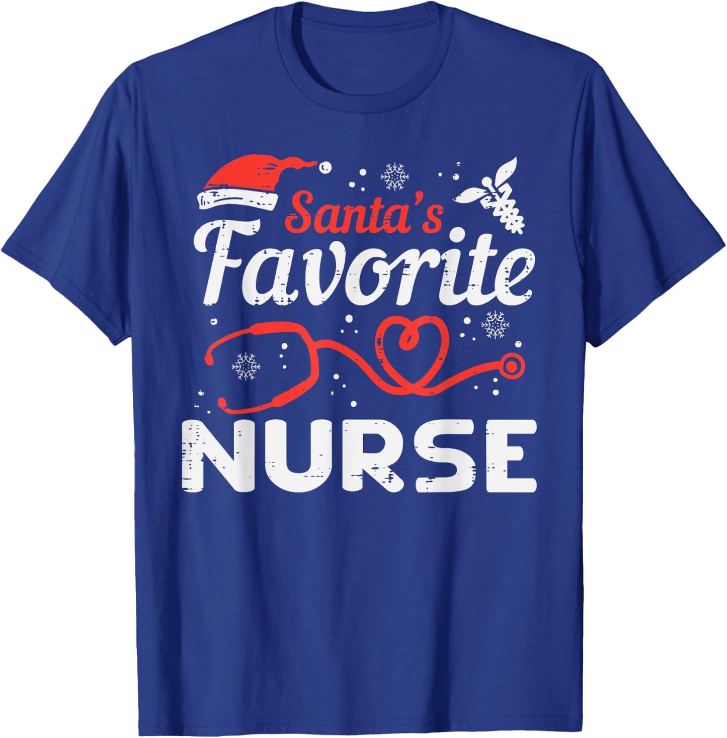 Santas Favorite Nurse Christmas Scrub Xmas RN Men Women T-Shirt - T-Shirt | Royal