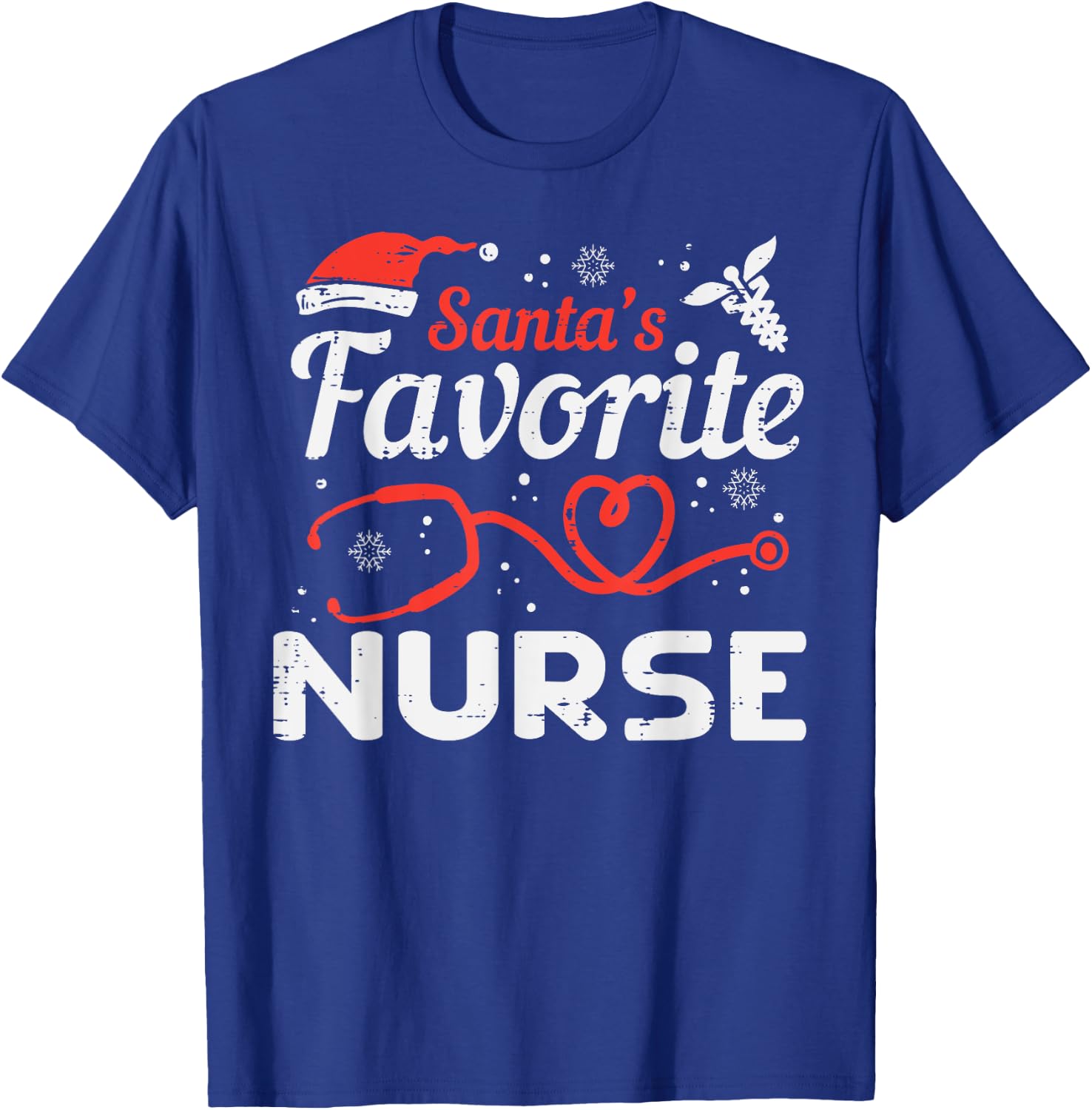 Santas Favorite Nurse Christmas Scrub Xmas RN Men Women T-Shirt - T-Shirt | Royal
