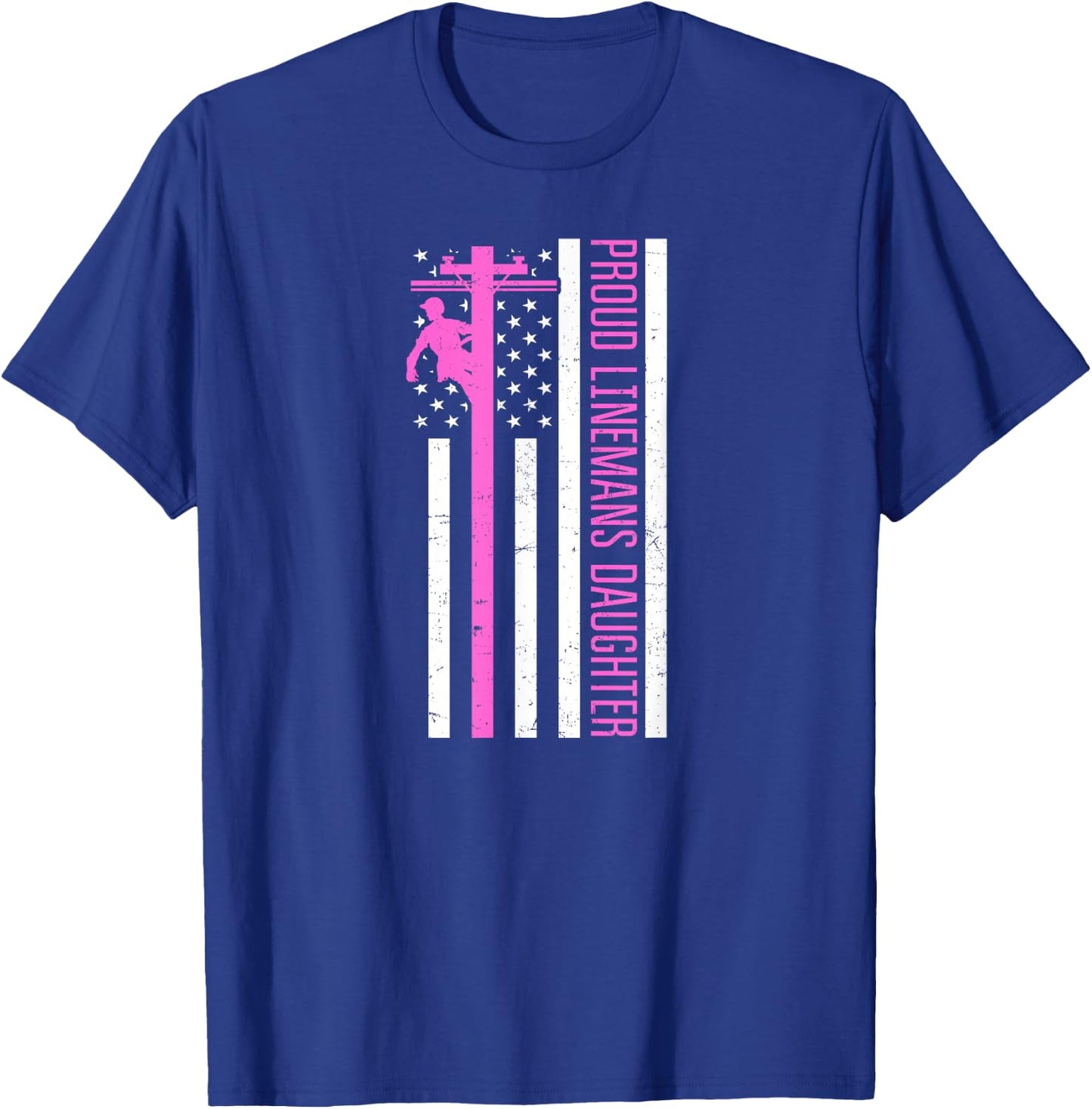 Lineworker Proud Daughter Design Lineman Pole - Men's Black Medium Classic Fit Short Sleeve T-Shirt - T-Shirt | Royal