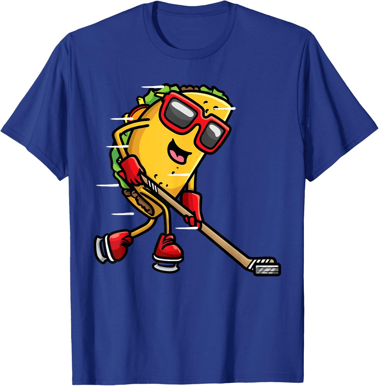 Taco Playing Ice Hockey Player Mexican Food Cinco De Mayo T-Shirt - T-Shirt | Royal