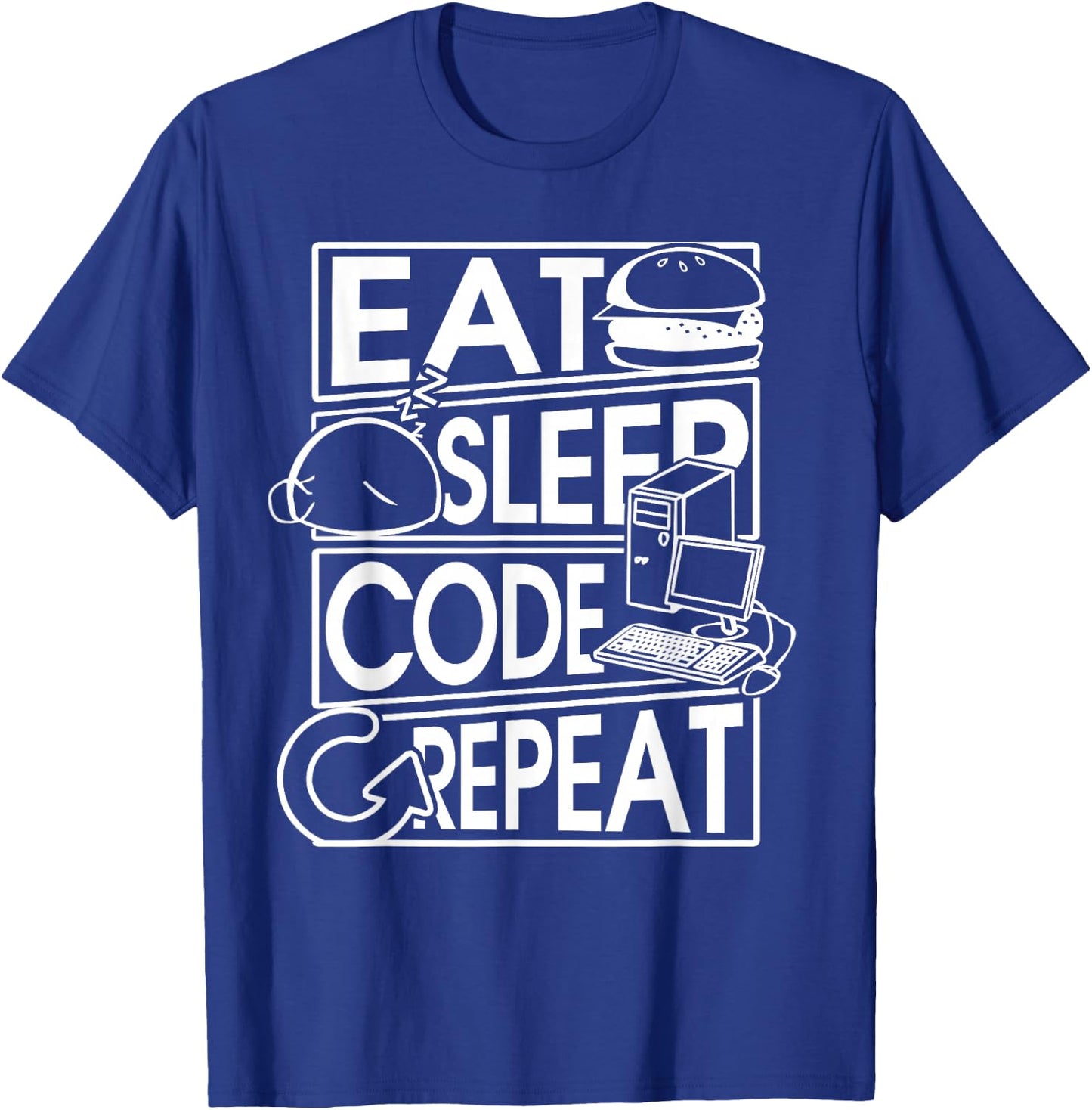 Eat Sleep Code Repeat Coding T Shirt T-Shirt - T-Shirt | Royal