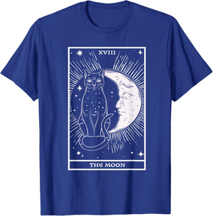 Crescent Moon Cat - Tarot Card Reading Fortune Telling Men Women T-Shirt - T-Shirt | Royal
