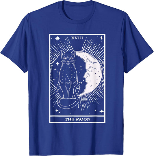 Crescent Moon Cat - Tarot Card Reading Fortune Telling Men Women T-Shirt - T-Shirt | Royal