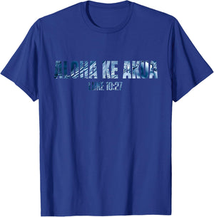 Inspiration Studios Christian Hawaiian for Boys Men Women Aloha Ke Akua T-Shirt - T-Shirt | Royal