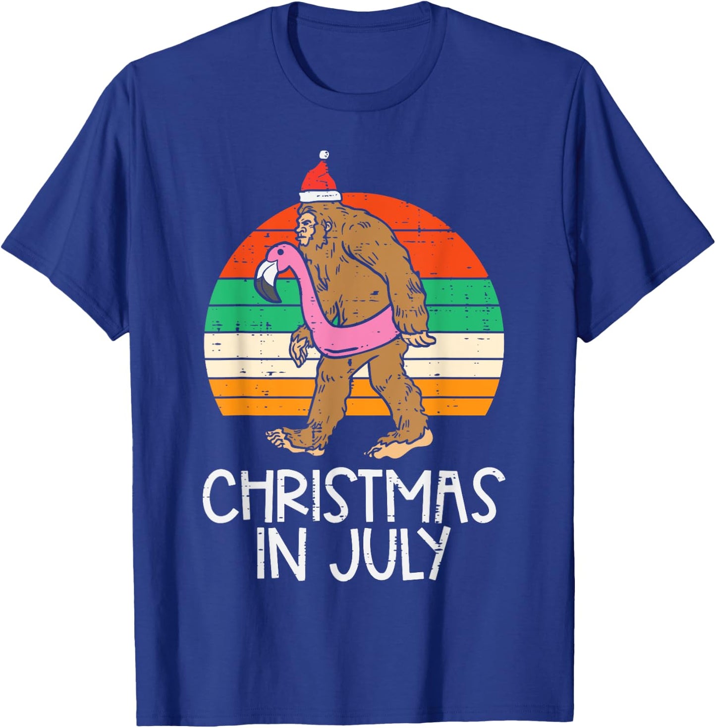 Bigfoot Unicorn Floatie Christmas In July Retro Sasquatch T-Shirt - T-Shirt | Royal