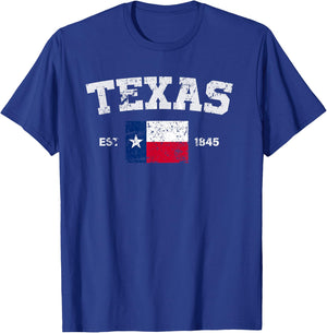 Texas Est. 1845 Texas Flag Cool Vintage Texan Tx Men Women T-Shirt - T-Shirt | Royal