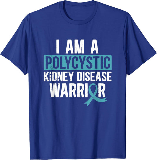 Polycystic Kidney Disease Warrior PKD Teal Ribbon Awareness T-Shirt - T-Shirt | Royal
