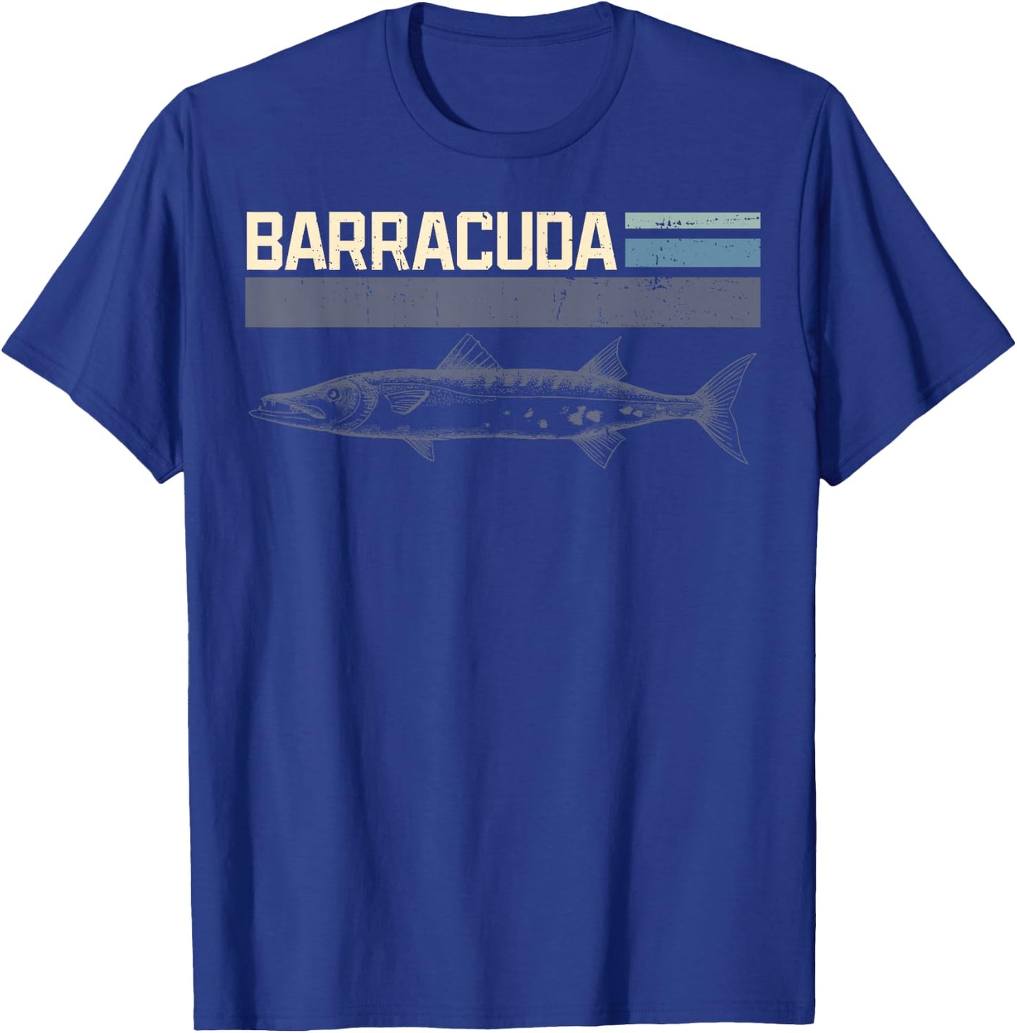 Great Barracuda Cuda Fishing Wildlife Saltwater Fish Art T-Shirt - T-Shirt | Royal