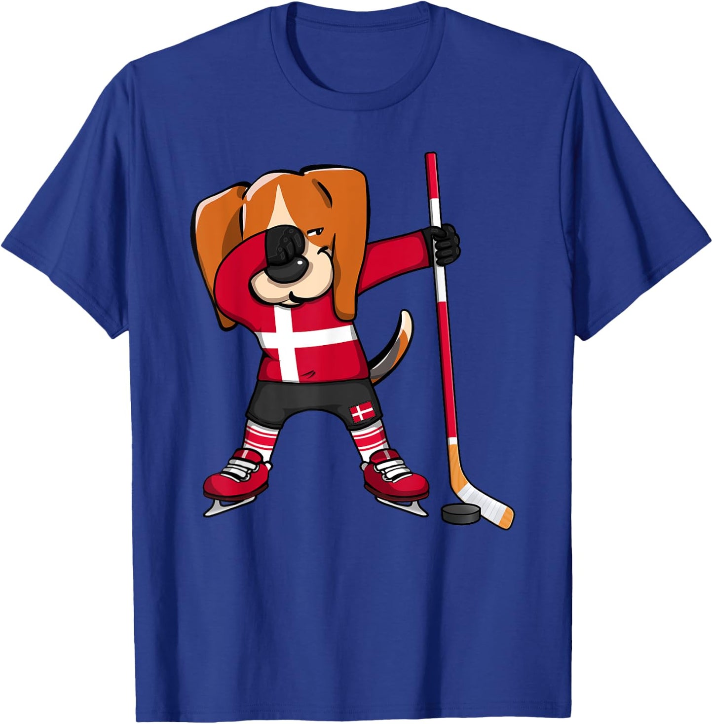 Dabbing Beagle Denmark Ice Hockey Lovers Jersey Winter Sport T-Shirt - T-Shirt | Royal