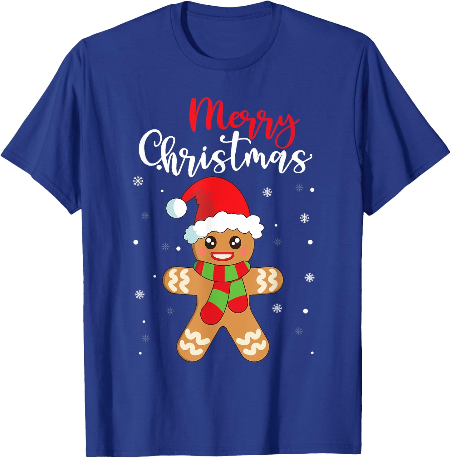 Merry Christmas Shirt Women Girls Kids Gingerbread Man T-Shirt - T-Shirt | Royal