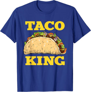 Funny Taco King Design Cinco De Mayo T-Shirt - T-Shirt | Royal