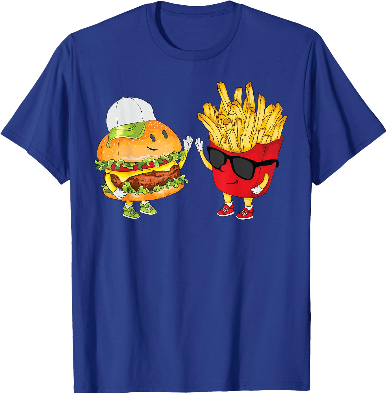 Hamburger Fries High Five | Cool Fun Combo Snacks Funny Gift T-Shirt - T-Shirt | Royal