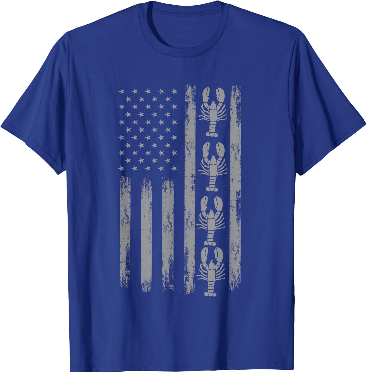 Great Shellfish Designs Crustaceans Lover American Crayfish Outfit Louisiana Crawfish USA Flag T-Shirt - T-Shirt | Royal