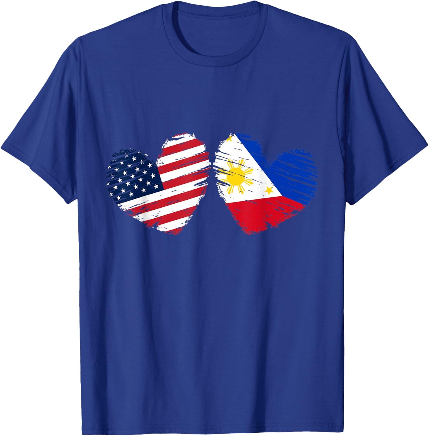 USA Philippines Flag Heart Valentines Day Filipino American T-Shirt - T-Shirt | Royal