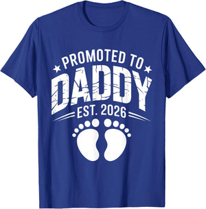Promoted to Daddy Est 2026 New Dad Announcement T-Shirt - T-Shirt | Royal