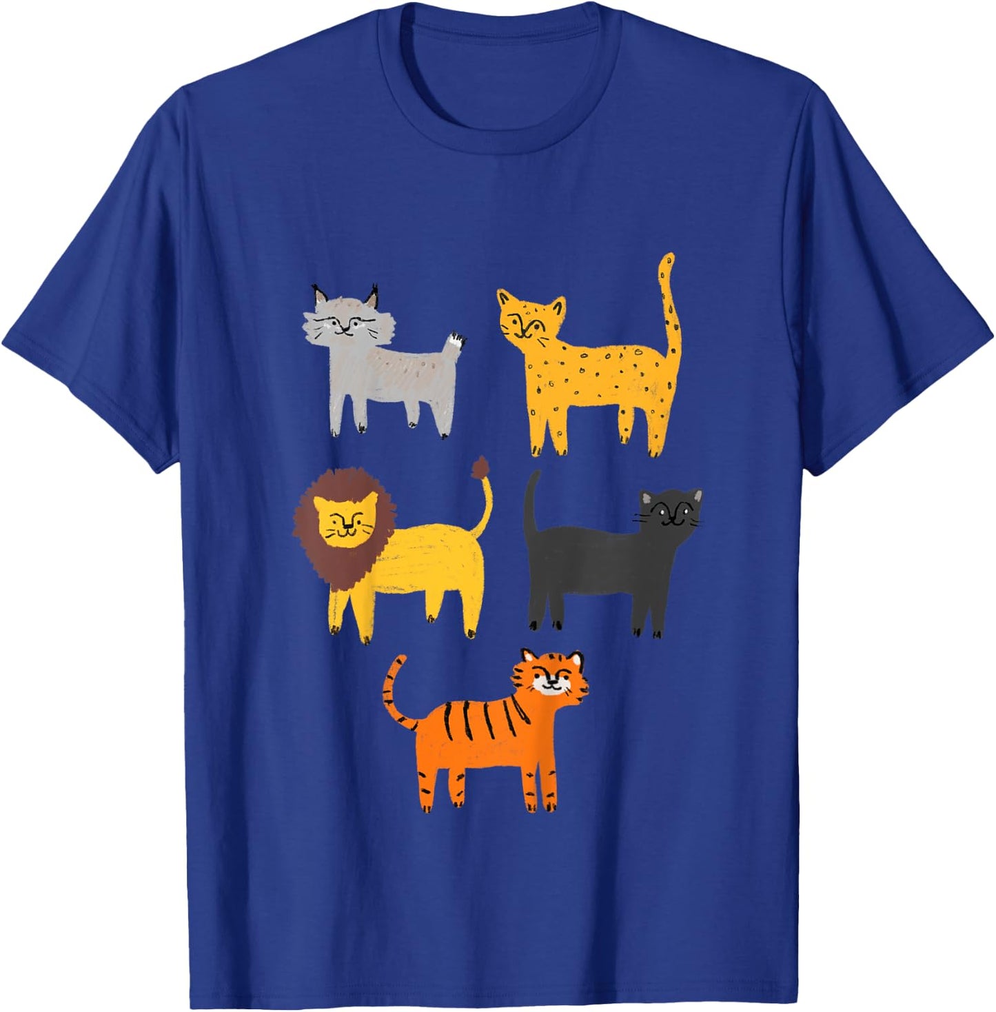 Big Cats of the Wild Lion Tiger Lynx Panther Cheetah Jaguar T-Shirt - T-Shirt | Royal