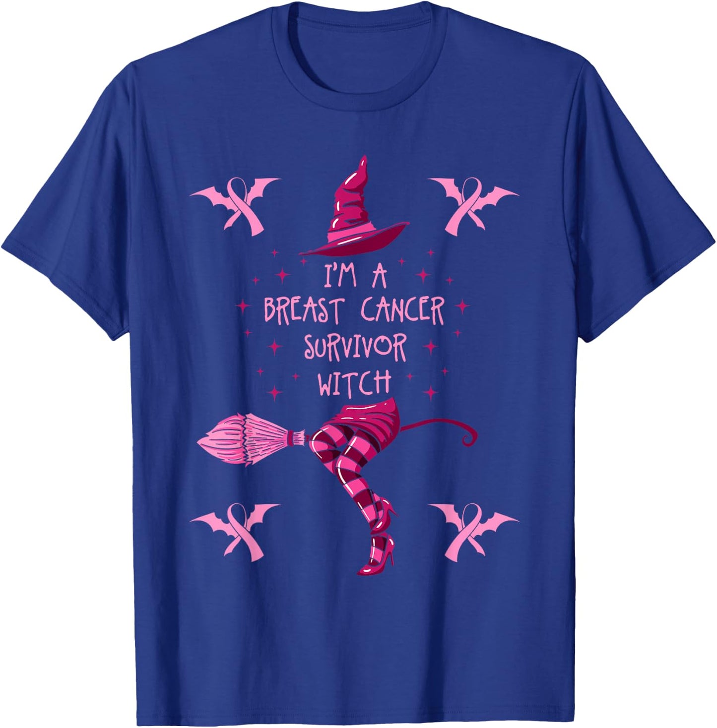 Breast Cancer Halloween Party Witch Pink Ribbon Survivor T-Shirt - T-Shirt | Royal