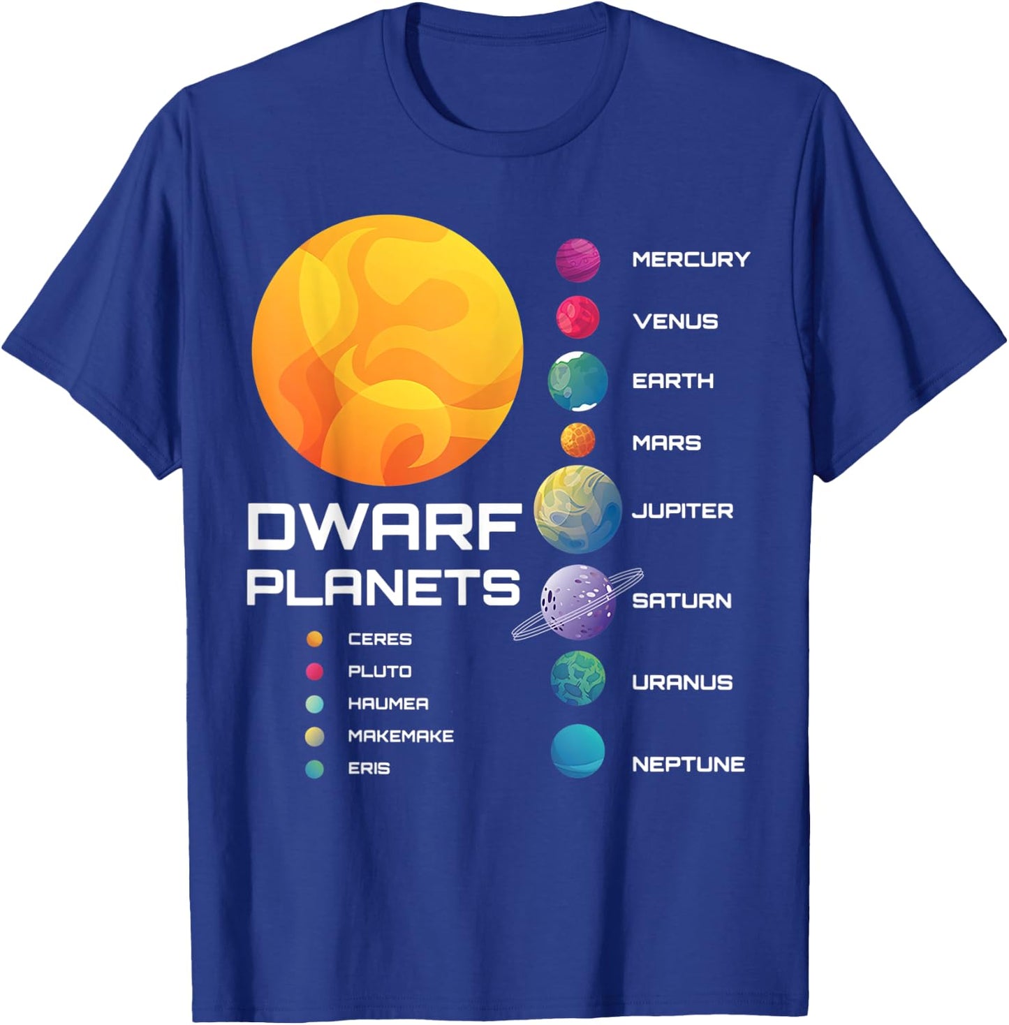 Solar System Dwarf Planets Space Astronaut T-Shirt - T-Shirt | Royal