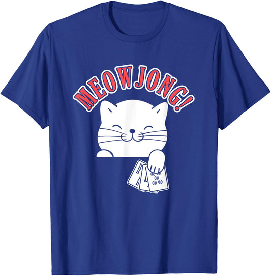 Mahjong Cat Player China Board Game Mah-Jongg Solitaire Men Women T-Shirt - T-Shirt | Royal
