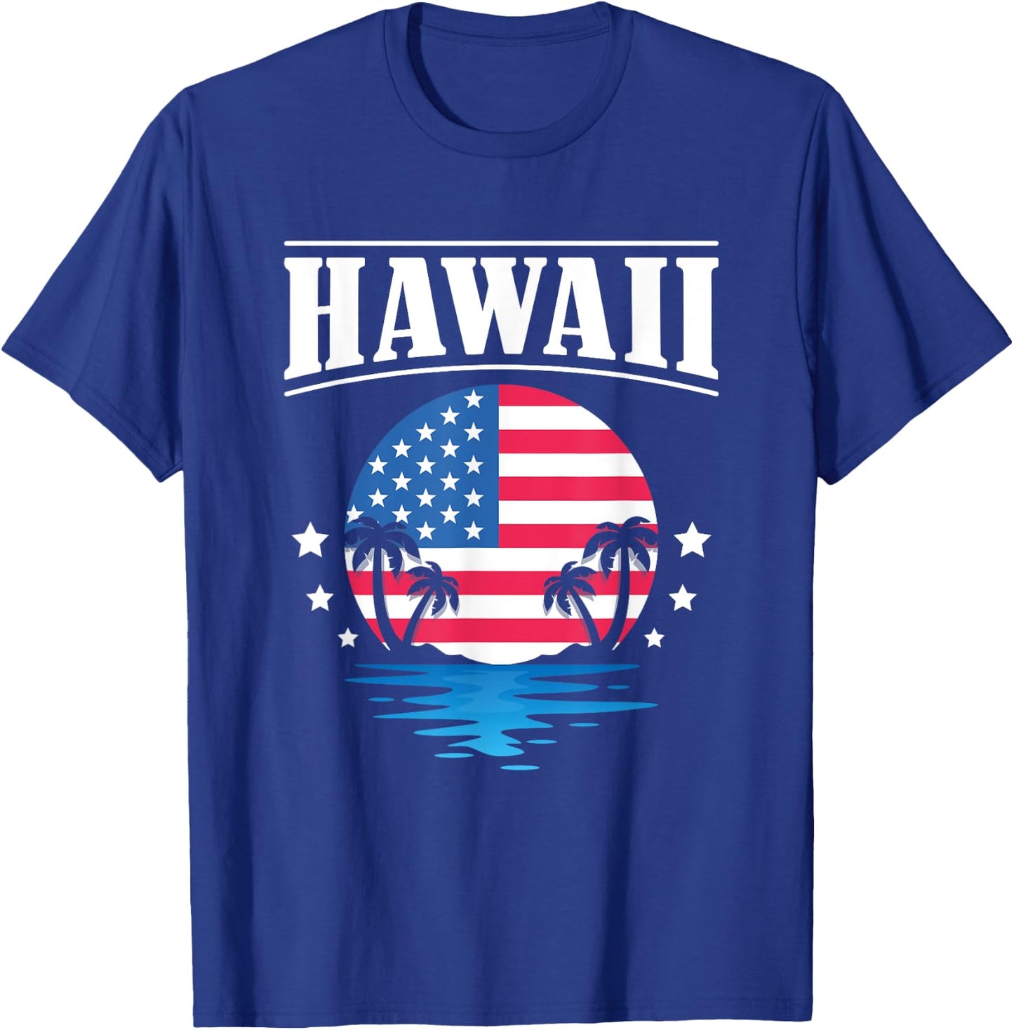 USA Flag America Hawaii Beach Island Hawaiian Men T-Shirt - T-Shirt | Royal