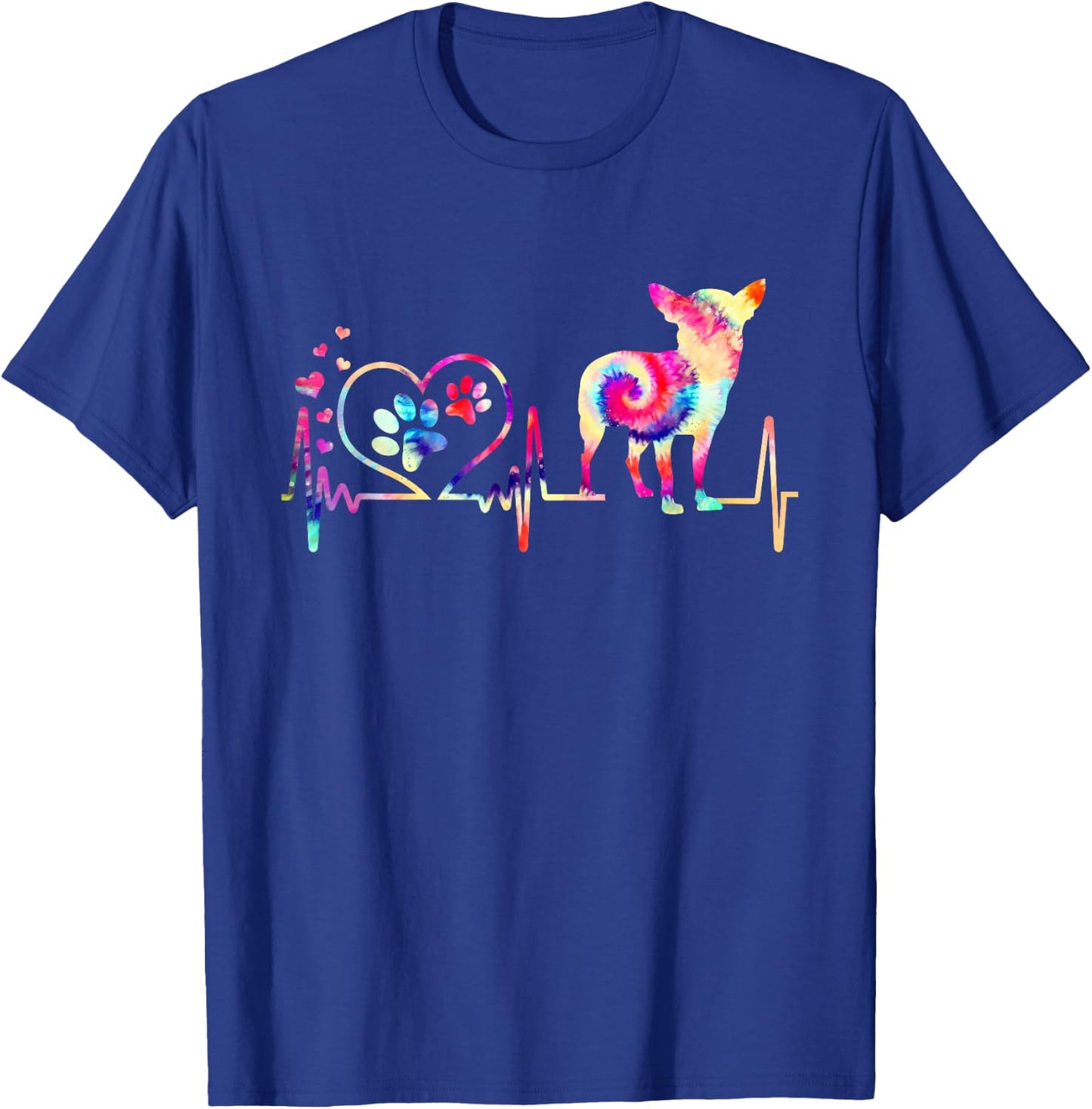 Chihuahua Dog Tie Dye Heart Beat Puppy Dog Lover T-Shirt - T-Shirt | Royal
