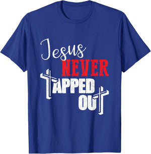 Jesus Never Tapped Out Christian Faith Wrestling T-Shirt - T-Shirt | Royal