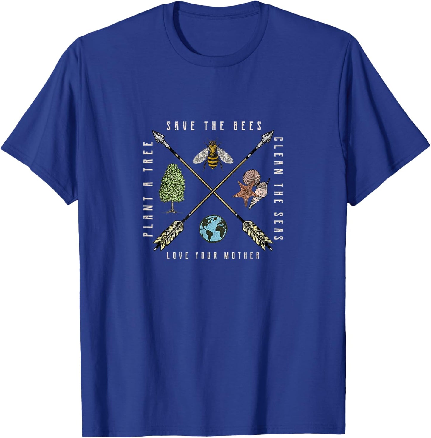 Earth Day Save Bees, Plant Tree Environmental Science T-Shirt - T-Shirt | Royal